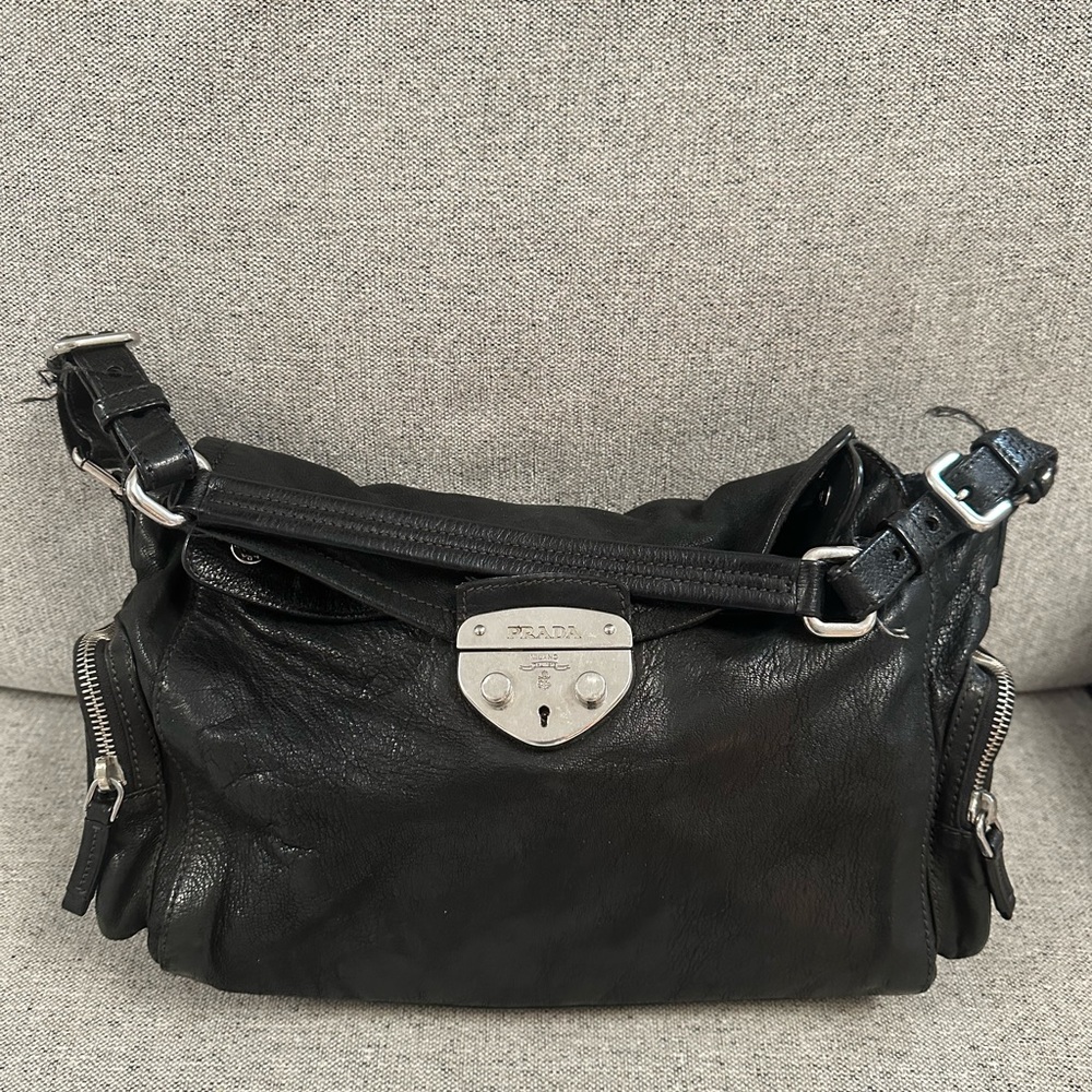 Prada Black Leather Shoulder Bag